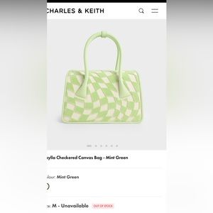 *NTW* Charles & Keith Mint Green Checkered Bag